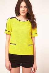 Whistles Dotty Tweed Shell Top With Faux Leather Panels