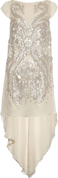 Antonio Berardi Embellished Silkchiffon Gown in Beige - Lyst