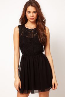 Asos Skater Dress With Rose Mesh - Lyst