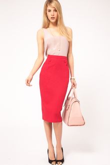 ASOS Collection Linen Pencil Skirt With Button Detail - Lyst