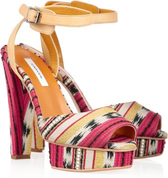 Carven Printed Jacquard Platform Sandals - Lyst