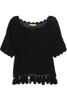 Catherine Malandrino Tasseled Crochet Knit Top - Lyst