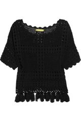 Catherine Malandrino Tasseled Crochet Knit Top