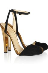 Gucci Metallic Leather and Suede Sandals