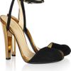 Gucci Metallic Leather and Suede Sandals in Gold - Lyst