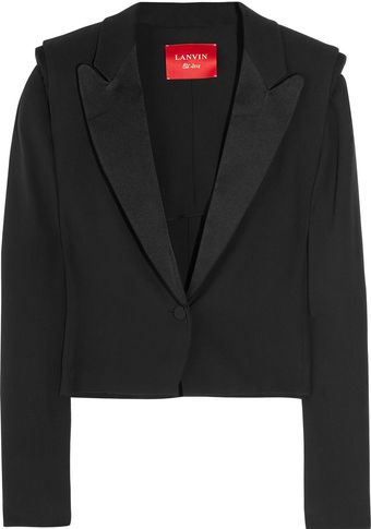 Crropped Crepe Tuxedo Jacket 