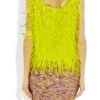 Oscar De La Renta Feathered Silk Top in Yellow (chartreuse) - Lyst