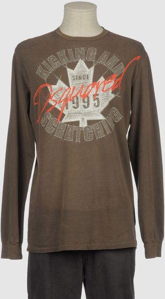 Dsquared2 Long Sleeve Tshirt in Brown for Men - Lyst