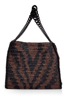 Roberto Cavalli Teakblack Animal Print Woven Straw Bag - Lyst