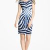 Roberto Cavalli Twist Neck Jersey Dress in Blue (blue white) - Lyst