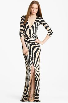 Roberto Cavalli Zebra Print Jersey Gown - Lyst