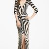 Roberto Cavalli Zebra Print Jersey Gown in Black (natural black) - Lyst