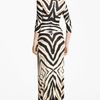 Roberto Cavalli Zebra Print Jersey Gown in Black (natural black) - Lyst