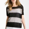 Theory Aislies Spiral Sheer Stripe Linen Sweater in Gray (grey/ black) - Lyst
