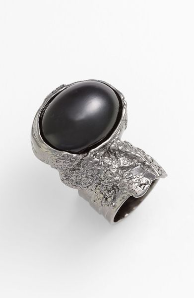 Yves Saint Laurent Arty Oval Metal Ring in Black - Lyst