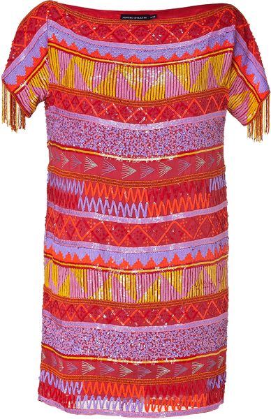 Antik Batik Red Multicolor Tribal Sequin Embroidered Dress in Multicolor (red) - Lyst