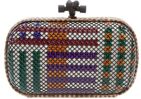 Bottega Veneta Woven Leather Box Clutch in Multicolor (white) - Lyst