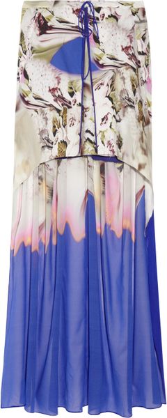 Vera Wang Printed Stretchcotton and Silkblend Chiffon Mini Skirt in Purple (multicolored) - Lyst