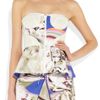 Vera Wang Eyelet Stretchsilk and Printed Crepe Peplum Top in White - Lyst
