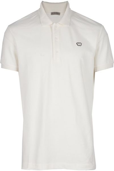 Bottega Veneta Logo Polo Shirt in White for Men - Lyst