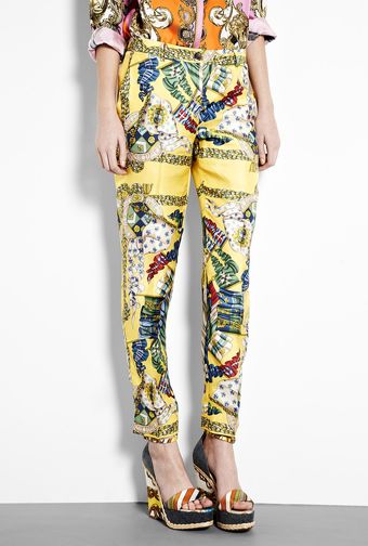 D&G Scarf Print Silk Trousers - Lyst