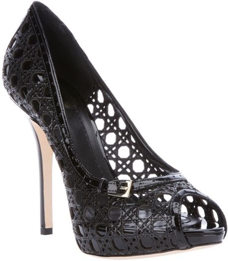 Dior Peep Toe Pump in Black - Lyst