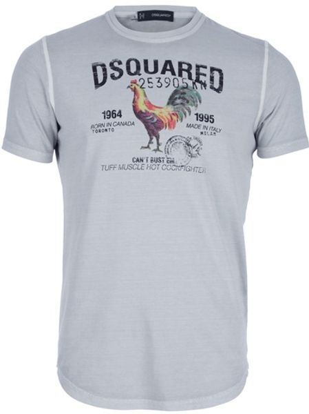 Dsquared2 Printed Crew Neck Tshirt in Gray for Men (grey) - Lyst