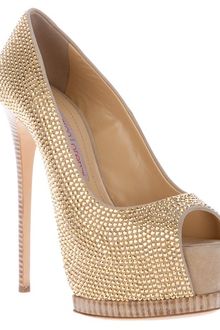 Gianmarco Lorenzi Studded Peep Toe Pump - Lyst
