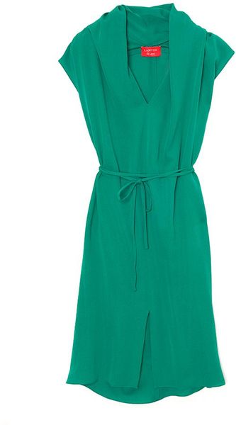 Lanvin Sleeveless Robe Dress in Green - Lyst