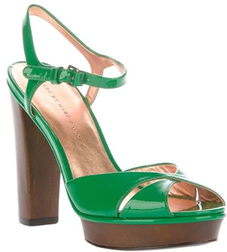 emerald green block heel sandals