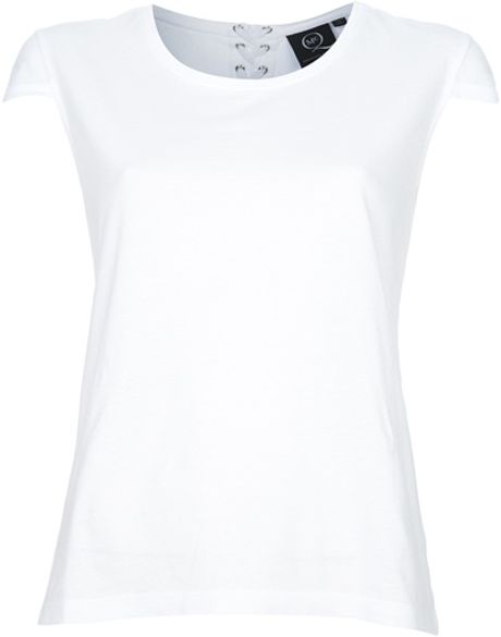 Mcq By Alexander Mcqueen Lace Up Back Tshirt in White - Lyst