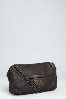 Prada Black Brushed Leather Chain Strap Shoulder Bag - Lyst