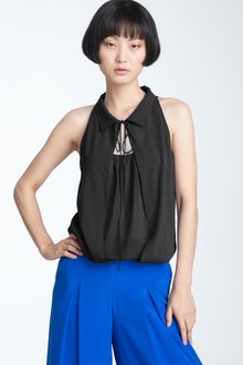 Robert Rodriguez Layered Tie Neck Sleeveless Silk Blouse - Lyst