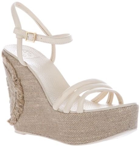 Tory Burch Wedge Sandal in White - Lyst