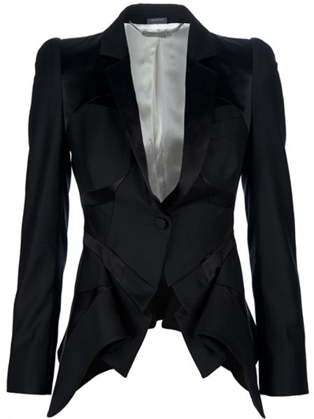 Alexander Mcqueen Peplum Front Jacket in Black - Lyst
