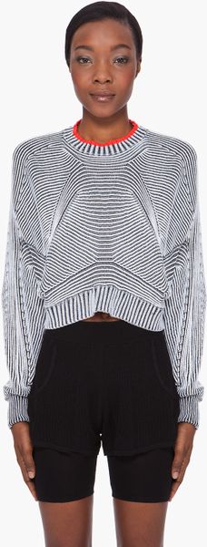 Alexander Wang Cropped Tonal Sweater - Lyst