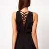 Asos Collection Asos Petite Exclusive Playsuit with Cross Detail in Black - Lyst