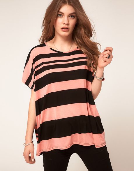 Asos Collection Asos T Shirt in Mix Stripe in Pink (multi) - Lyst