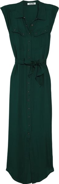 Charlie By Matthew Zink Charlie Silkchiffon Maxi Shirt Dress in Green - Lyst