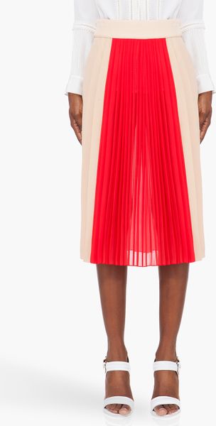 Chloé Blush Red Pleated Silk Skirt in Pink (blush) - Lyst