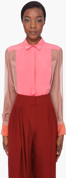 Chloé Pink Sheer Sleeve Silk Blouse - Lyst