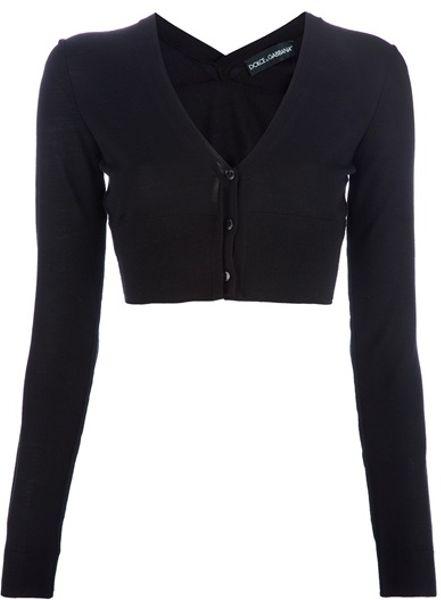 Dolce & Gabbana Cropped Cardigan in Black - Lyst