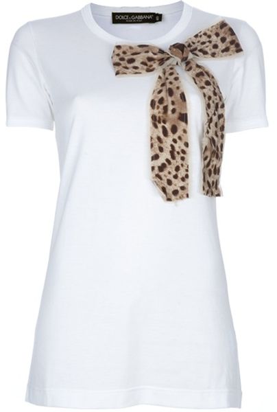 Dolce & Gabbana Bow Tshirt in White - Lyst