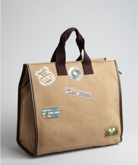 Fendi  Canvas and Leather Patches Tote in Brown for Men (tobacco) - Lyst