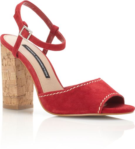 French Connection Tibet Block Heel Sandals in Red | Lyst