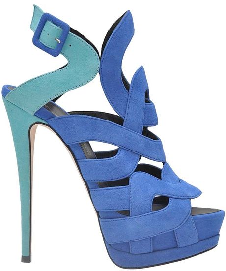 Giuseppe Zanotti Bicolor Suede Sandal in Blue - Lyst