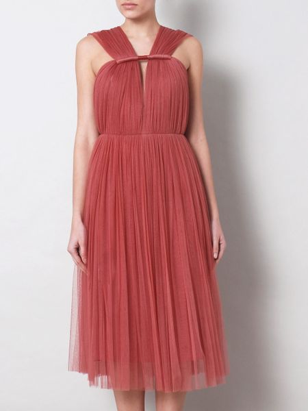 Lanvin Silk Tulle Grecian Dress in Red (raspberry) - Lyst