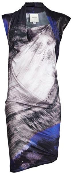  Printed Drape Dress 