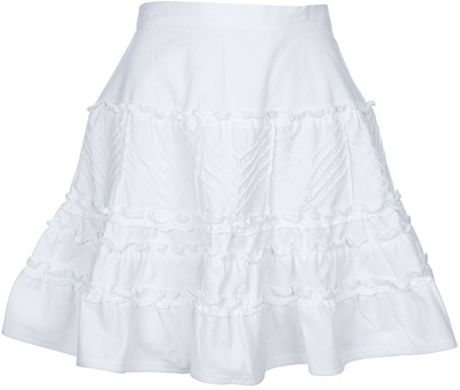 Red Valentino Tiered Skirt in White - Lyst