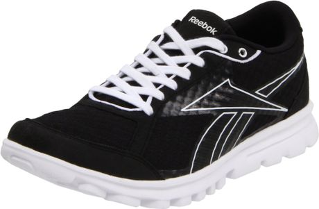 Black and White Reebok Running Shoes